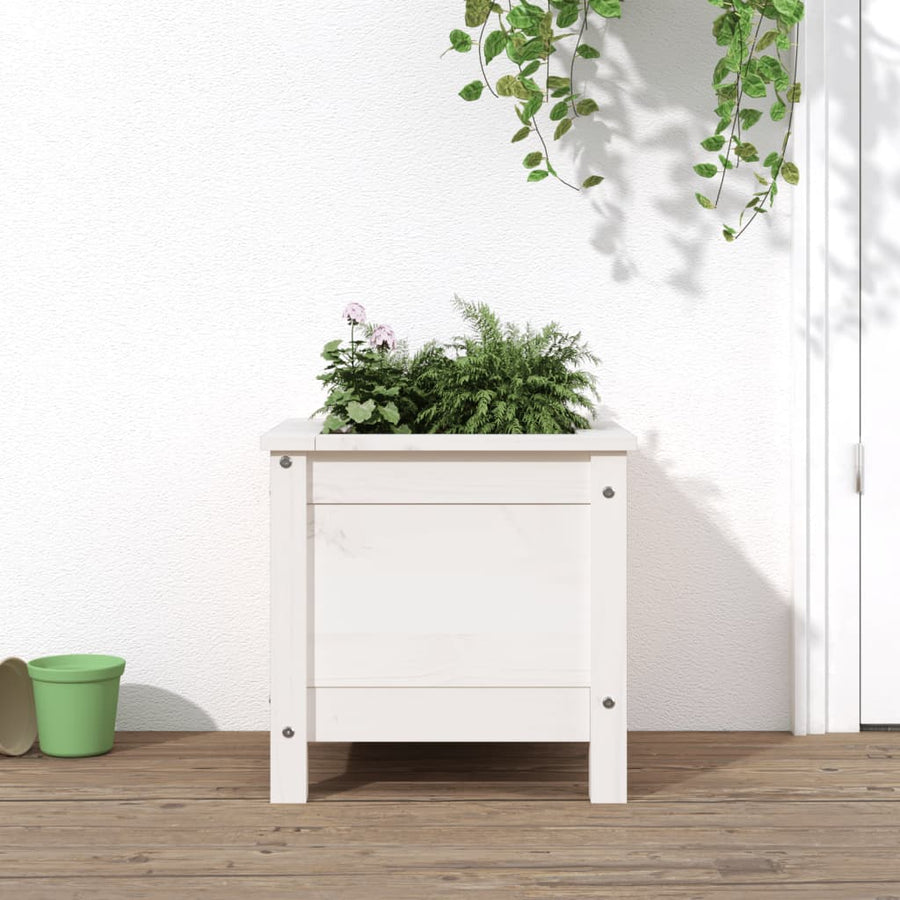 Plantenbak 40X40X39 Cm Massief Grenenhout Wit