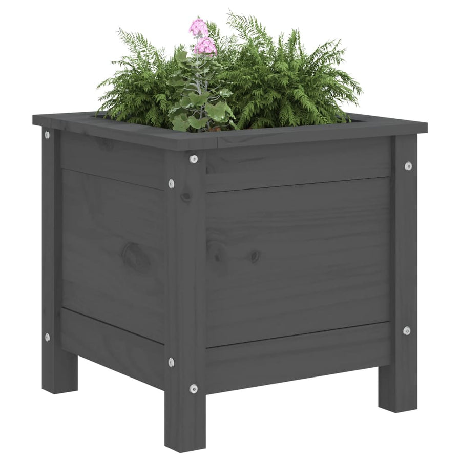 Plantenbak 40X40X39 Cm Massief Grenenhout Grijs