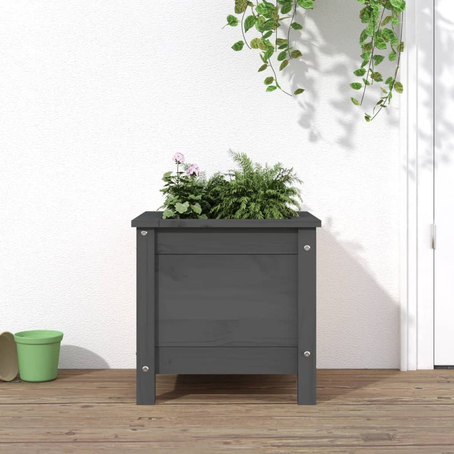 Plantenbak 40X40X39 Cm Massief Grenenhout Grijs