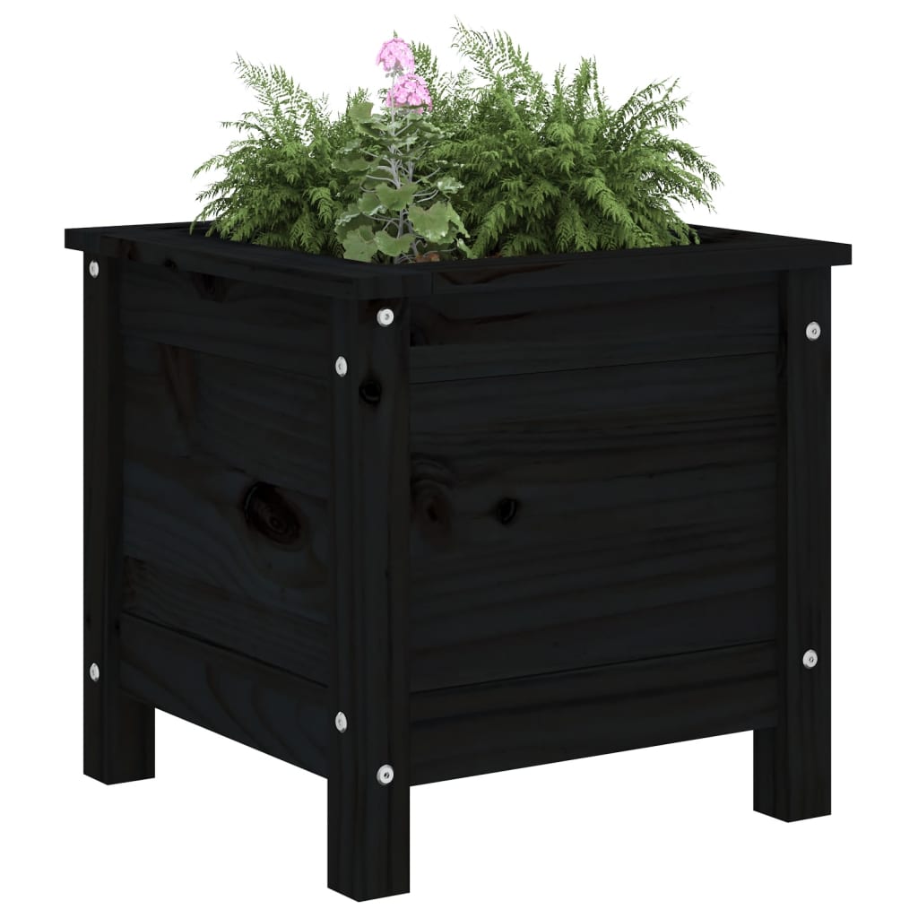 Plantenbak 40X40X39 Cm Massief Grenenhout Zwart