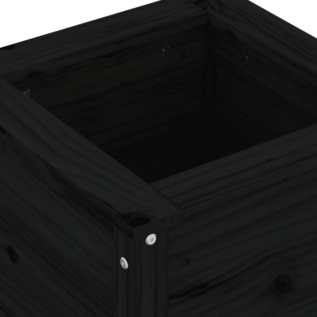 Plantenbak 40X40X39 Cm Massief Grenenhout Zwart