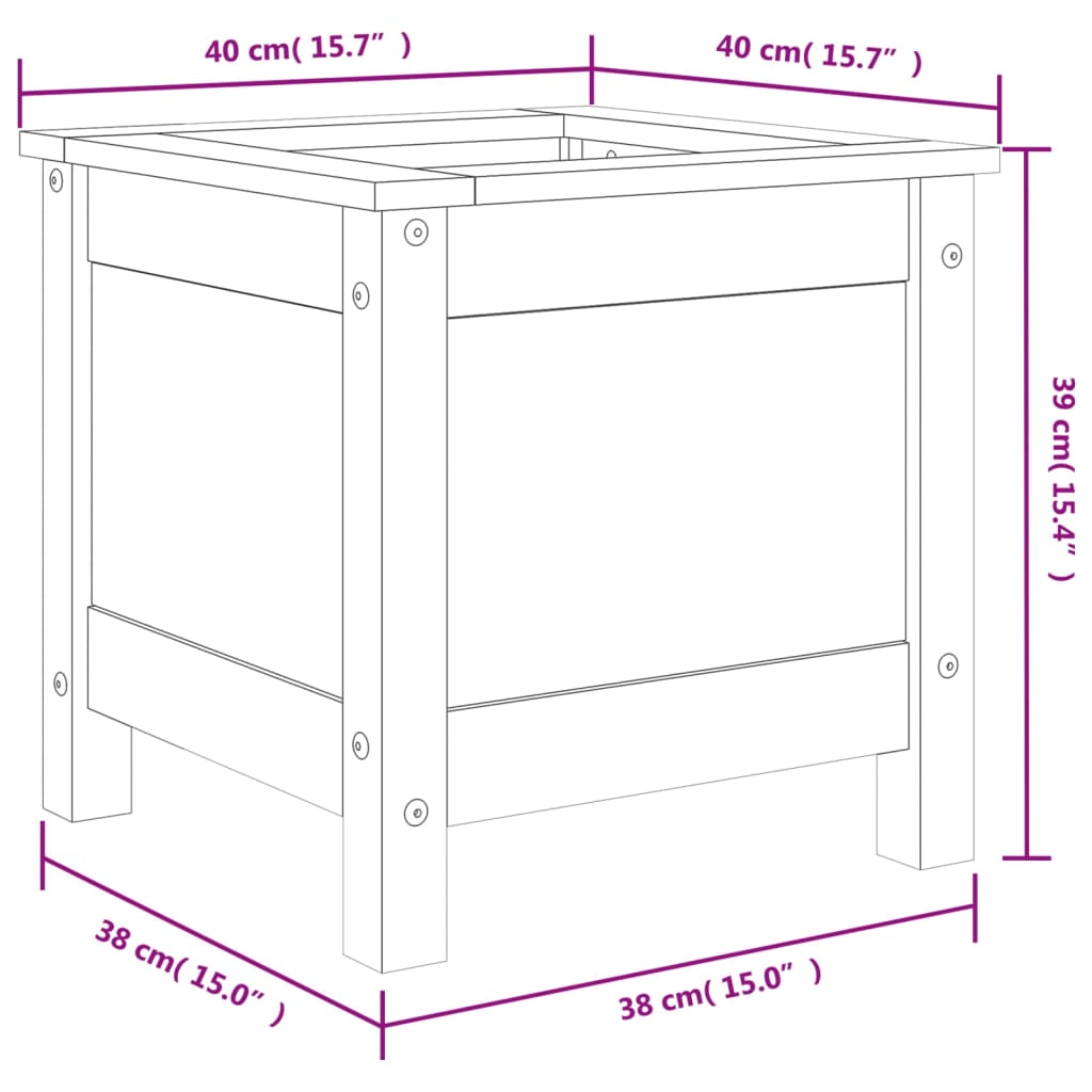 Plantenbak 40X40X39 Cm Massief Grenenhout Zwart