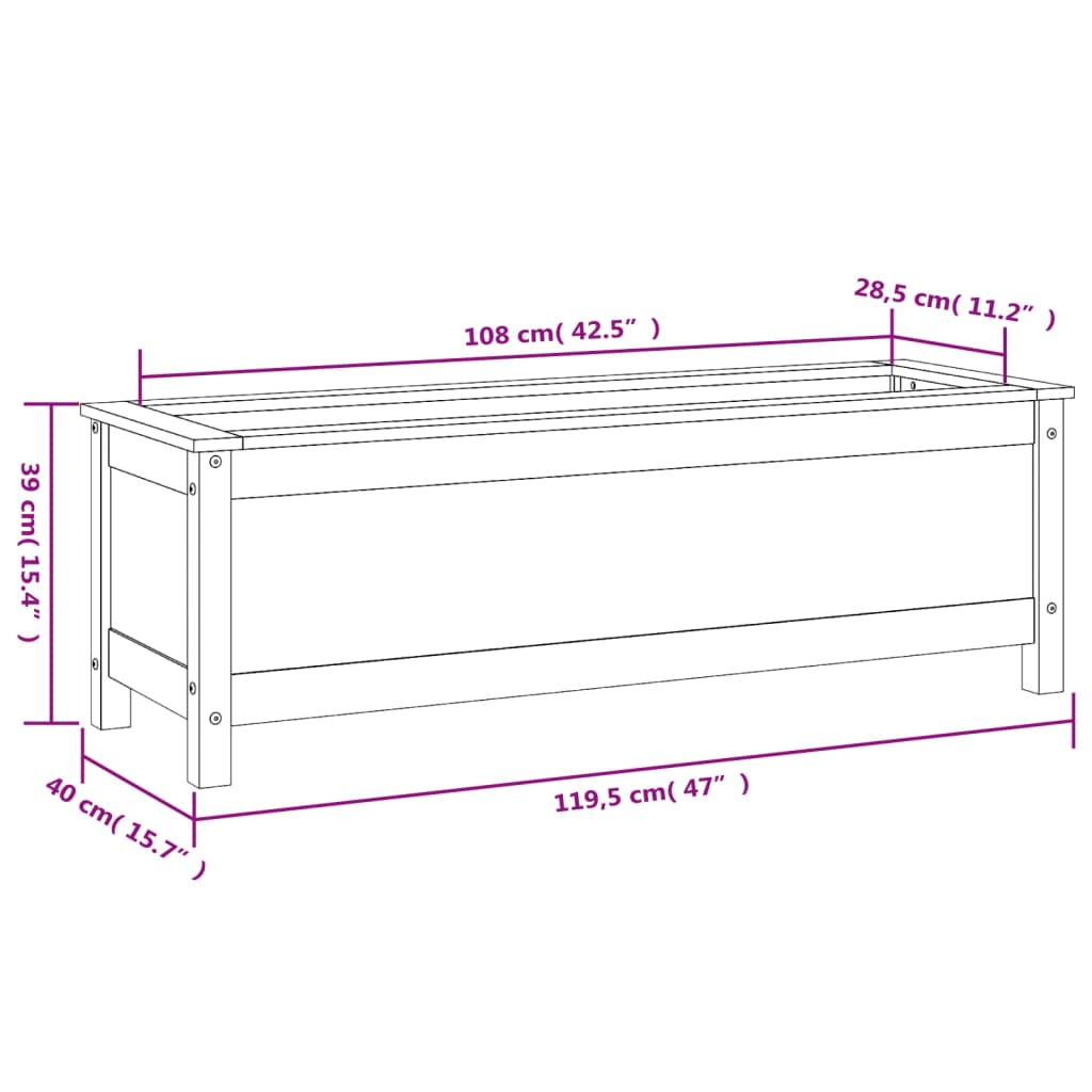 Plantenbak Verhoogd 119,5X40X39 Cm Massief Douglashout