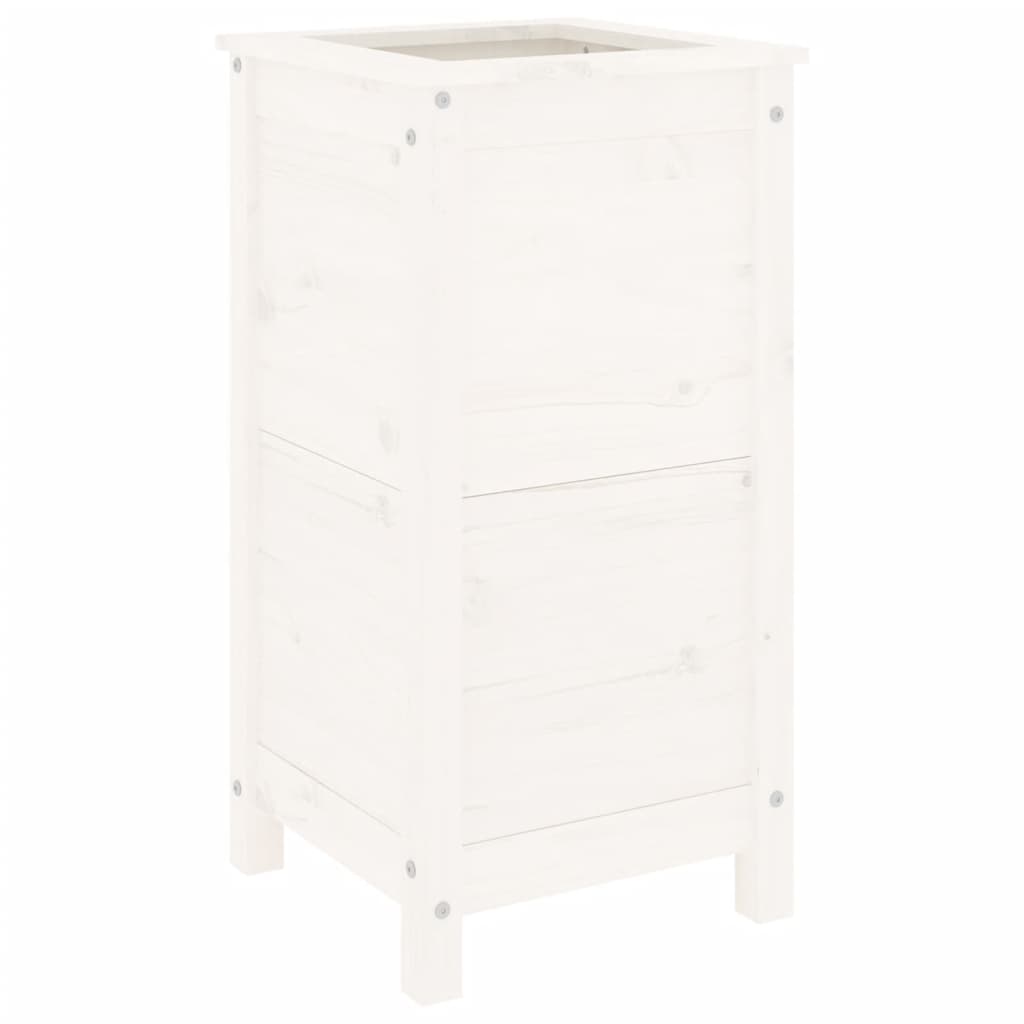 Plantenbak 40X40X78 Cm Massief Grenenhout Wit