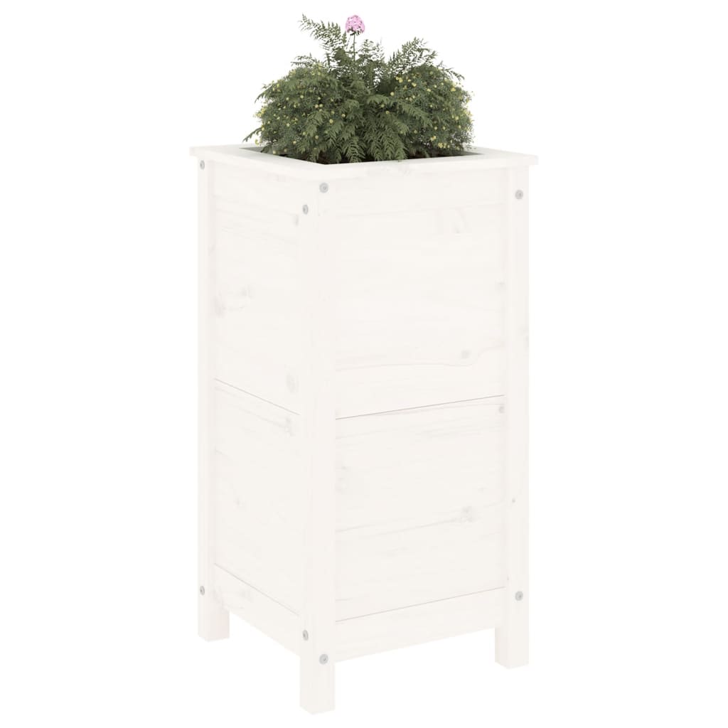 Plantenbak 40X40X78 Cm Massief Grenenhout Wit