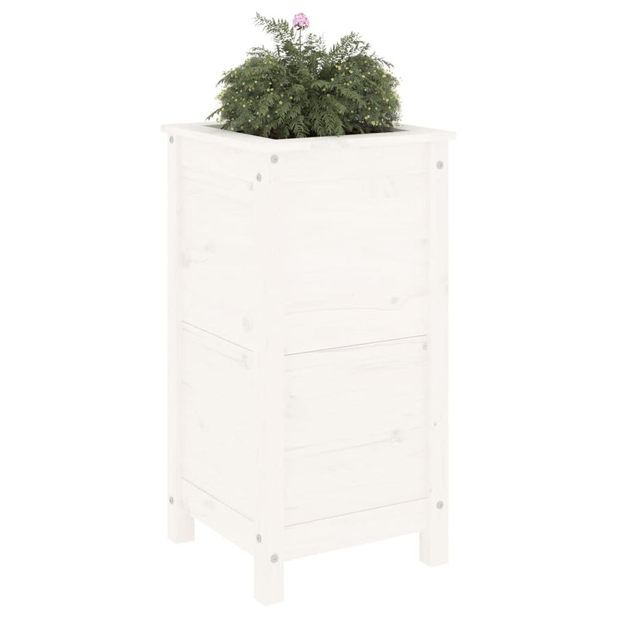 Plantenbak 40X40X78 Cm Massief Grenenhout Wit