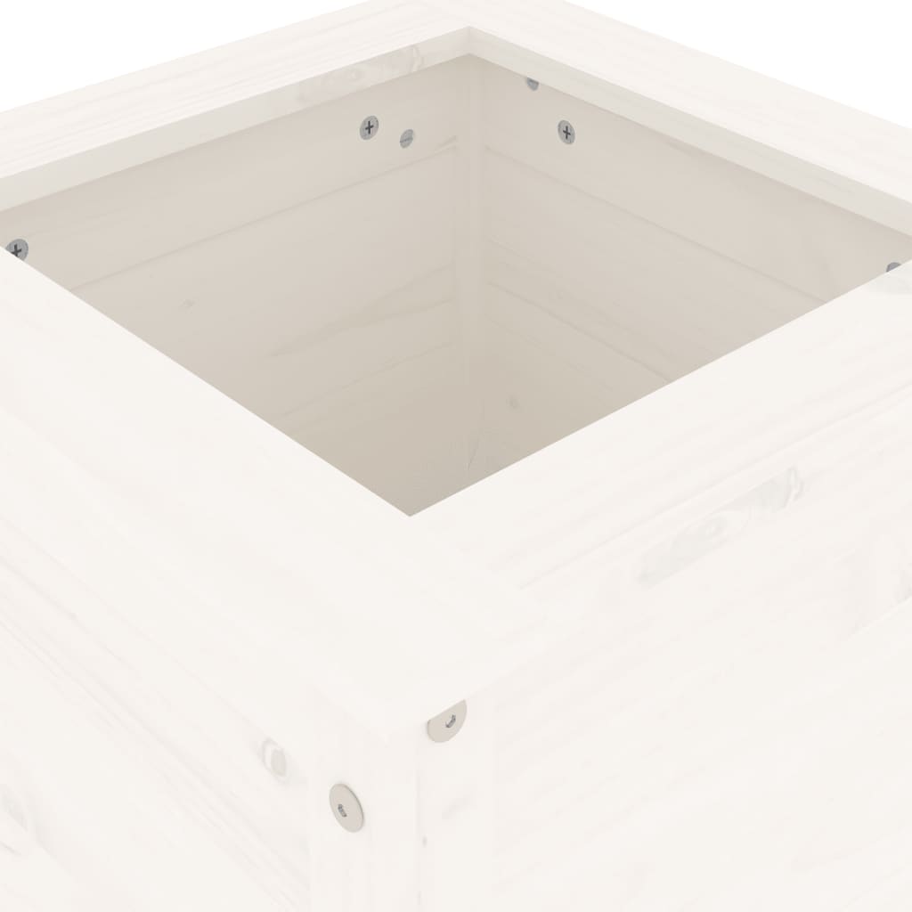 Plantenbak 40X40X78 Cm Massief Grenenhout Wit