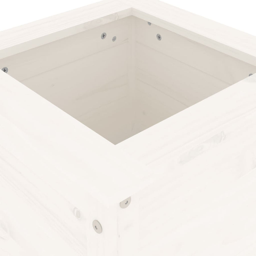 Plantenbak 40X40X78 Cm Massief Grenenhout Wit