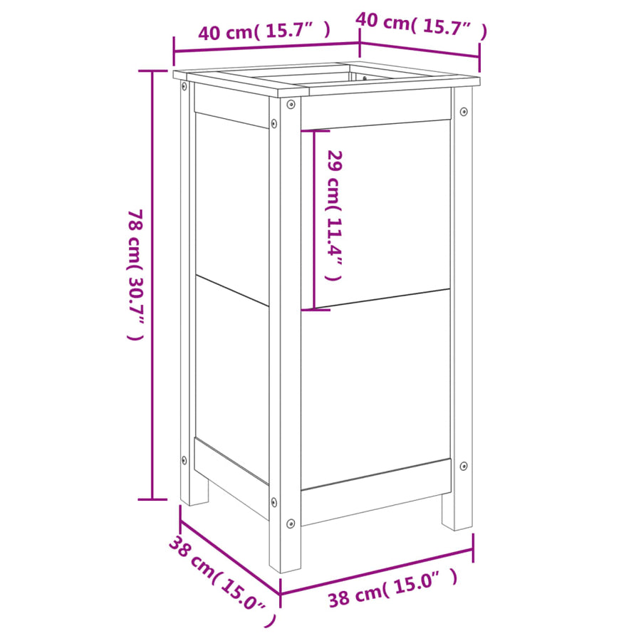 Plantenbak 40X40X78 Cm Massief Grenenhout Wit