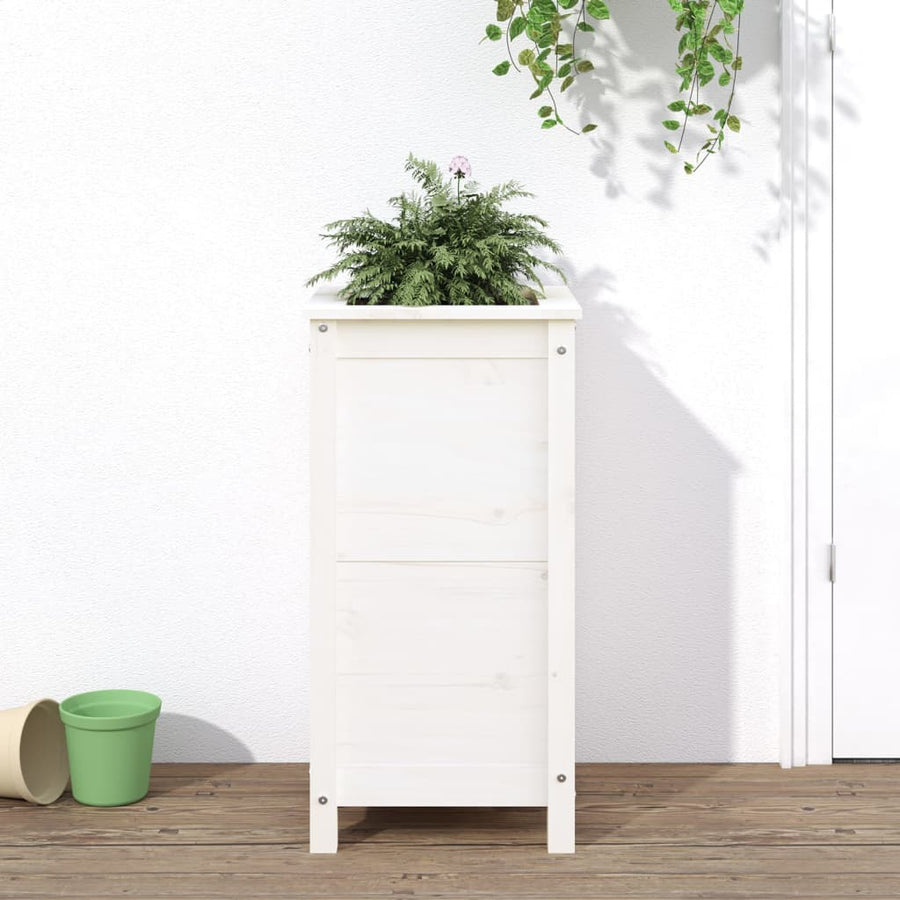 Plantenbak 40X40X78 Cm Massief Grenenhout Wit