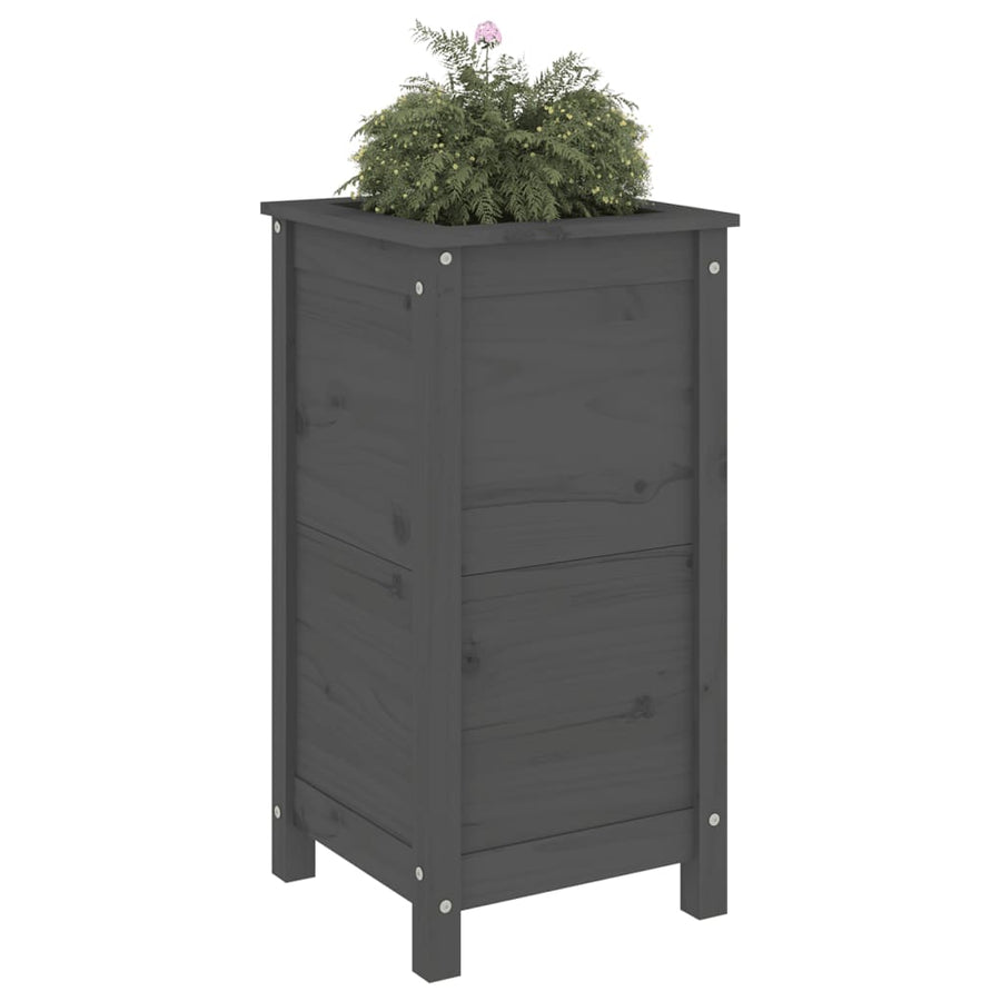 Plantenbak 40X40X78 Cm Massief Grenenhout Grijs