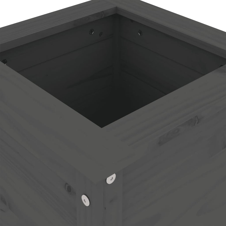 Plantenbak 40X40X78 Cm Massief Grenenhout Grijs