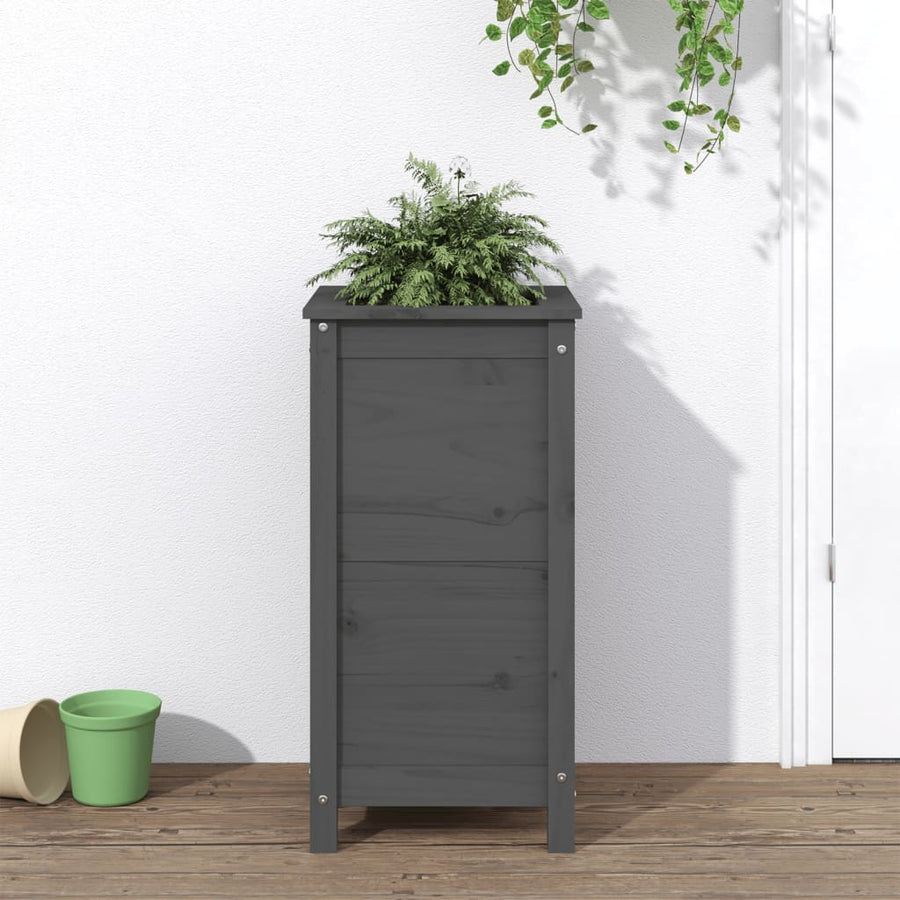 Plantenbak 40X40X78 Cm Massief Grenenhout Grijs