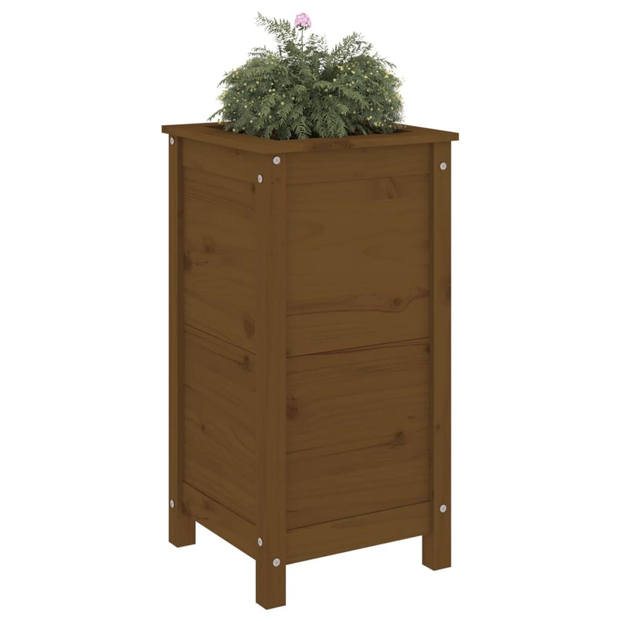 Plantenbak 40X40X78 Cm Massief Grenenhout Honingbruin