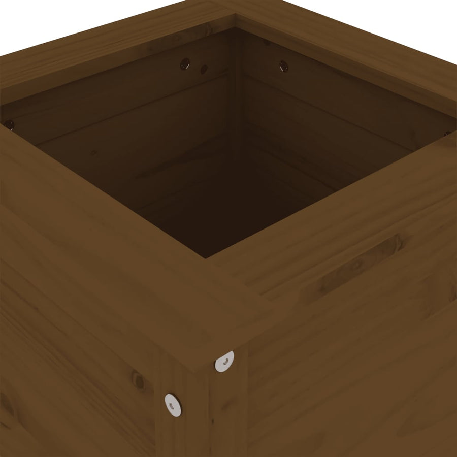 Plantenbak 40X40X78 Cm Massief Grenenhout Honingbruin