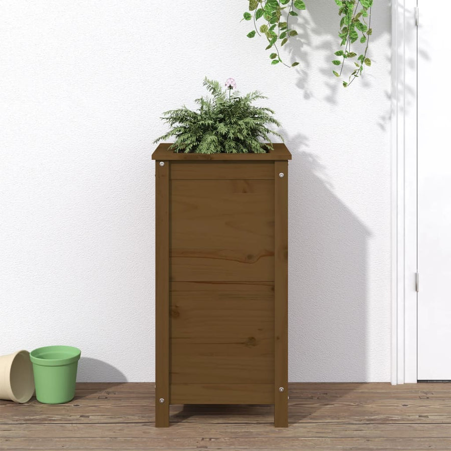 Plantenbak 40X40X78 Cm Massief Grenenhout Honingbruin