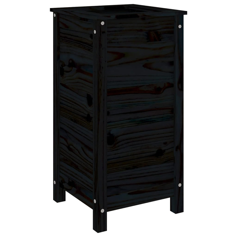 Plantenbak 40X40X78 Cm Massief Grenenhout Zwart