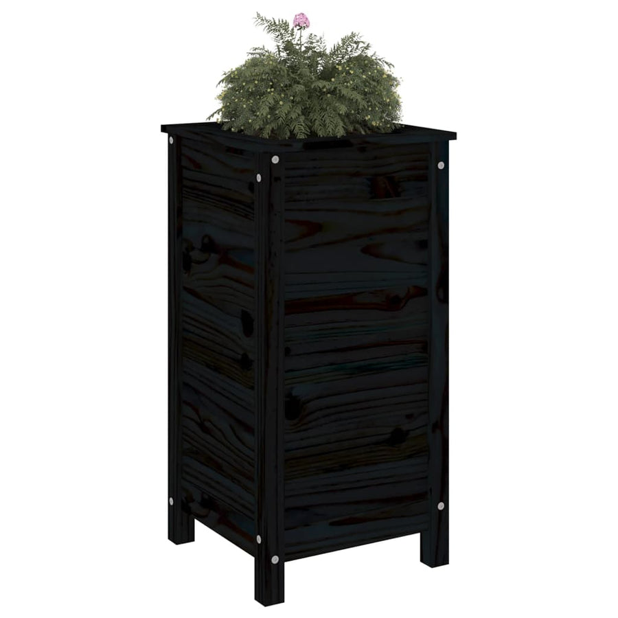 Plantenbak 40X40X78 Cm Massief Grenenhout Zwart