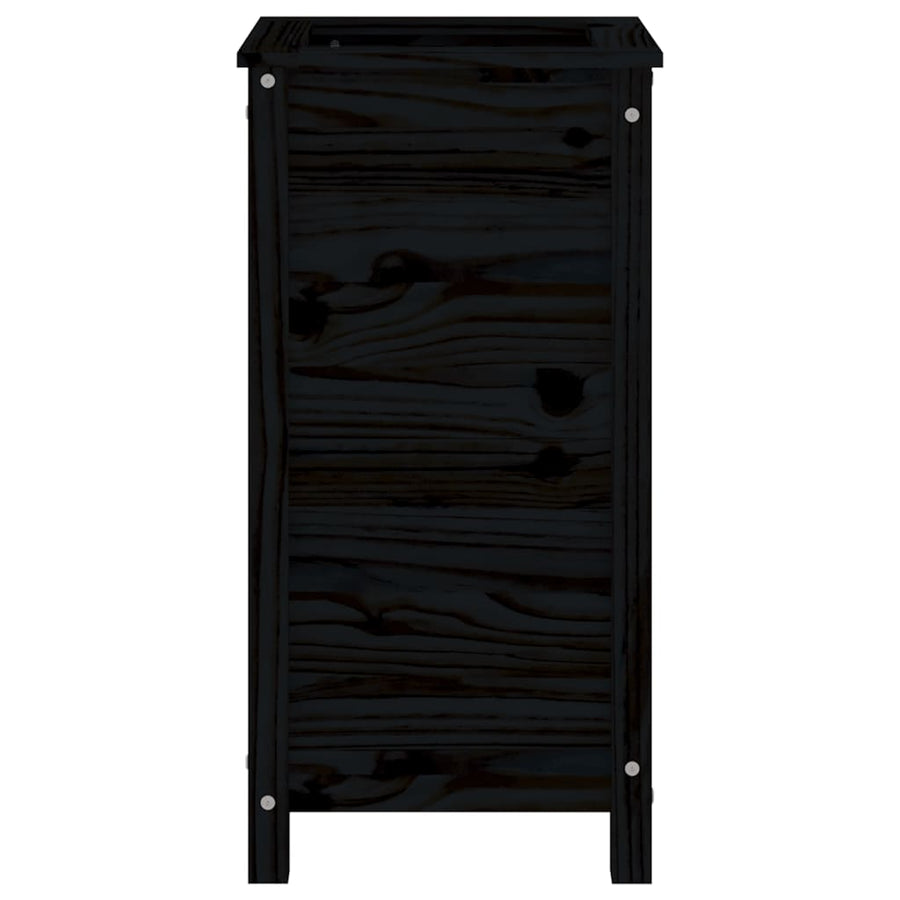 Plantenbak 40X40X78 Cm Massief Grenenhout Zwart