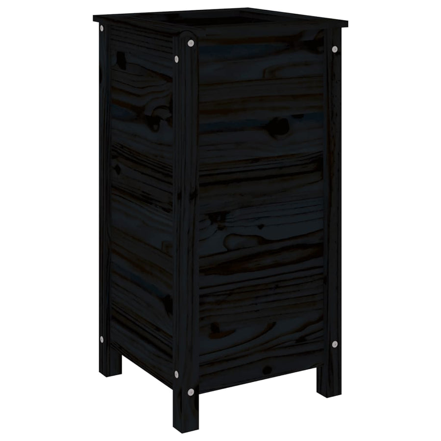 Plantenbak 40X40X78 Cm Massief Grenenhout Zwart