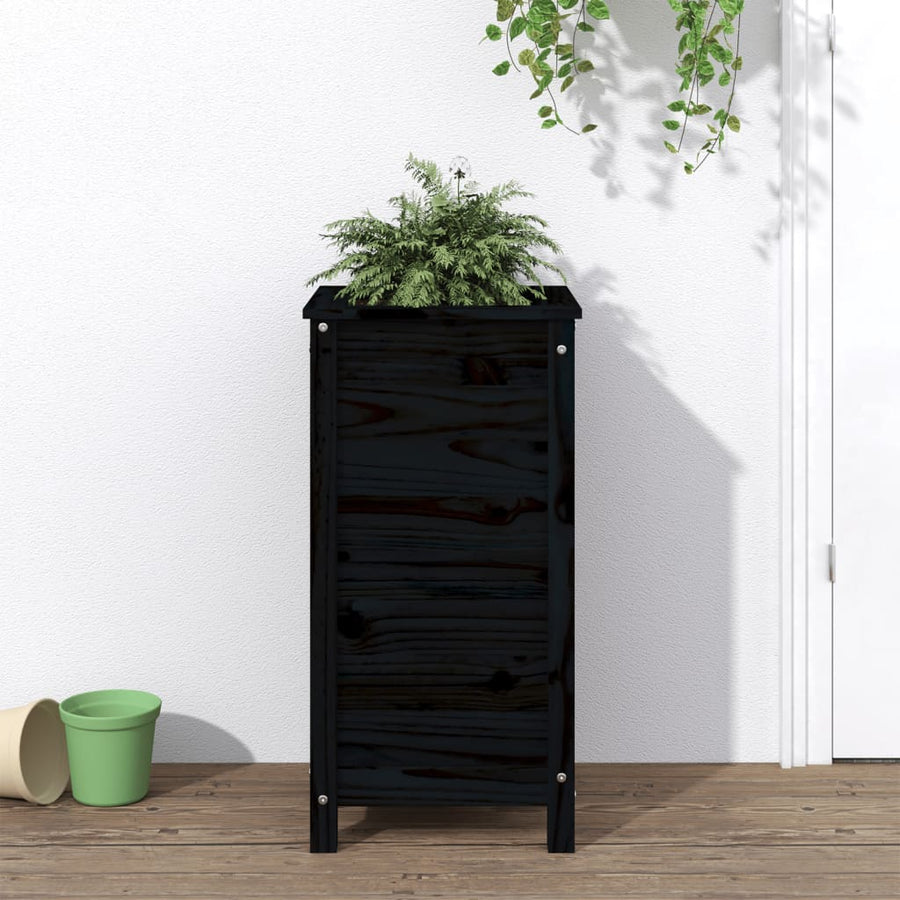 Plantenbak 40X40X78 Cm Massief Grenenhout Zwart