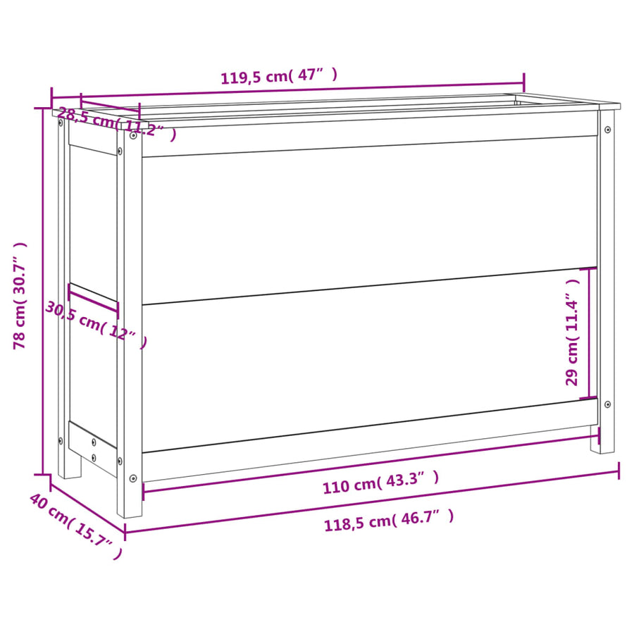Plantenbak Verhoogd 119,5X40X78 Cm Massief Grenenhout