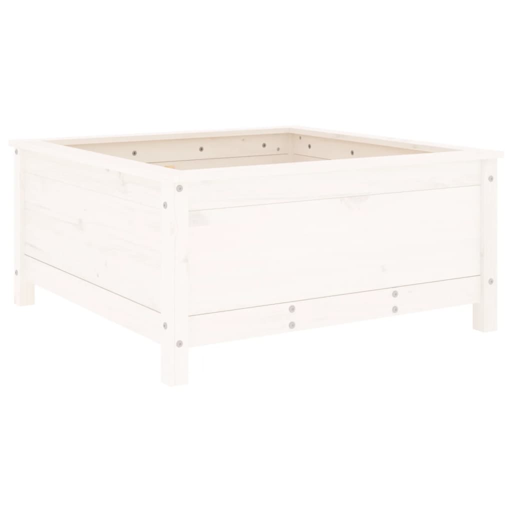 Plantenbak 82,5X82,5X39 Cm Massief Grenenhout Wit