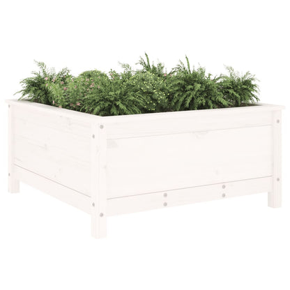 Plantenbak 82,5X82,5X39 Cm Massief Grenenhout Wit