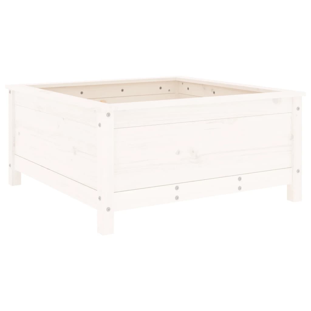 Plantenbak 82,5X82,5X39 Cm Massief Grenenhout Wit