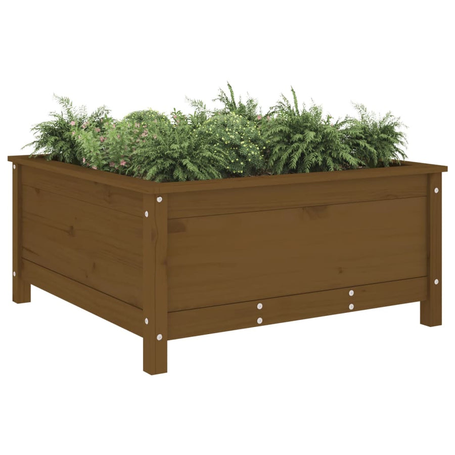 Plantenbak 82,5X82,5X39 Cm Massief Grenenhout Honingbruin