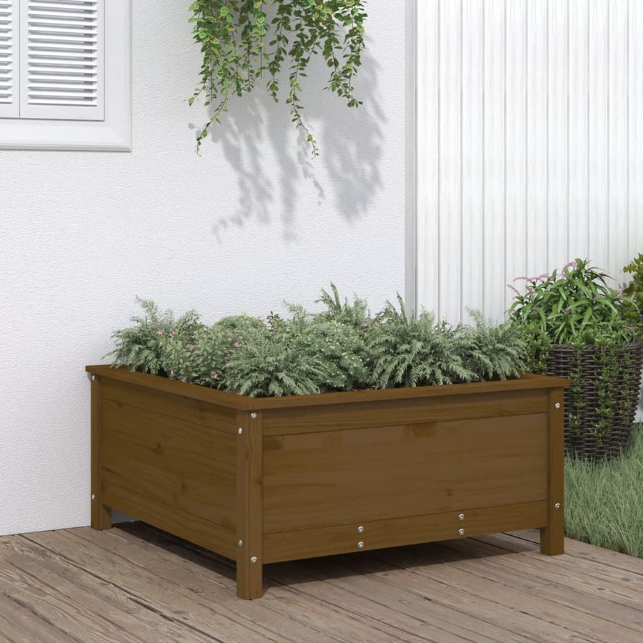 Plantenbak 82,5X82,5X39 Cm Massief Grenenhout Honingbruin