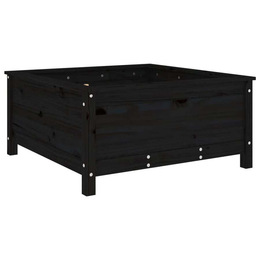 Plantenbak 82,5X82,5X39 Cm Massief Grenenhout Zwart