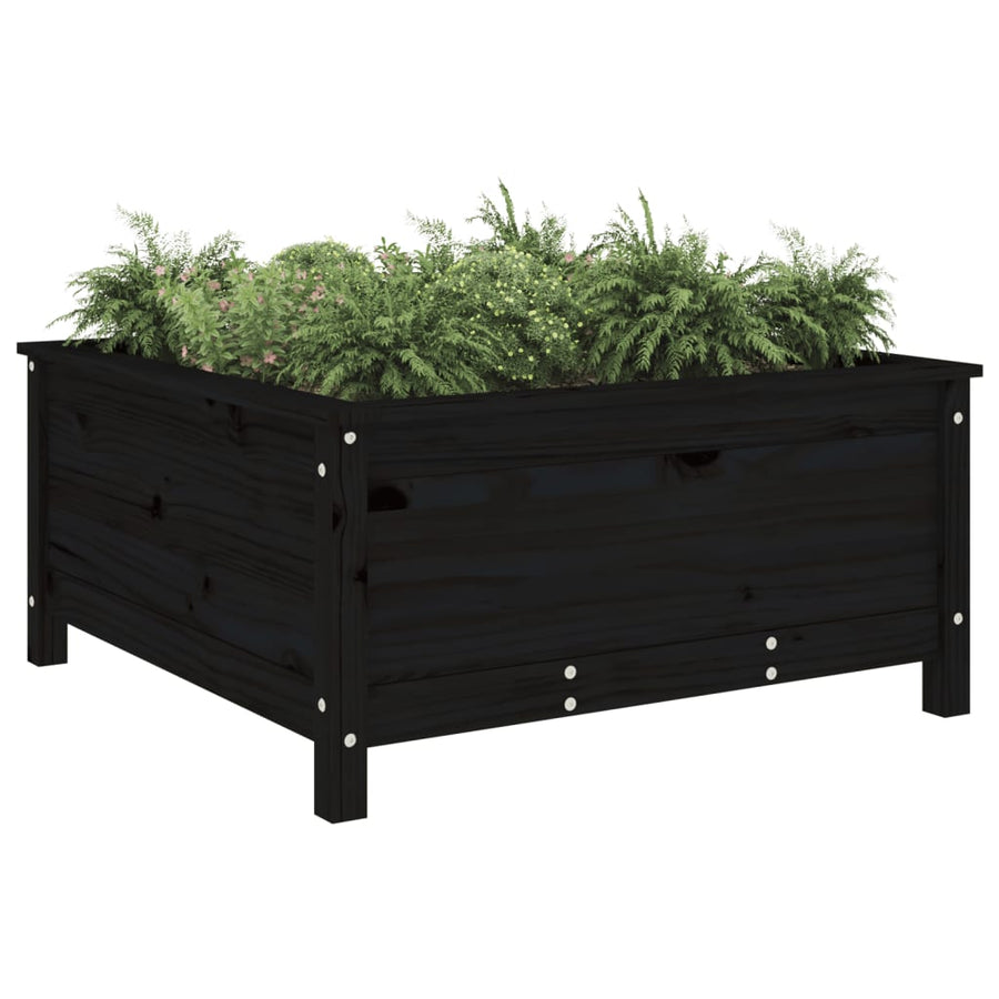 Plantenbak 82,5X82,5X39 Cm Massief Grenenhout Zwart