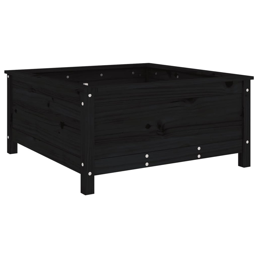 Plantenbak 82,5X82,5X39 Cm Massief Grenenhout Zwart