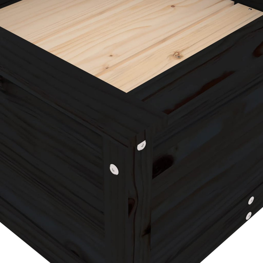 Plantenbak 82,5X82,5X39 Cm Massief Grenenhout Zwart
