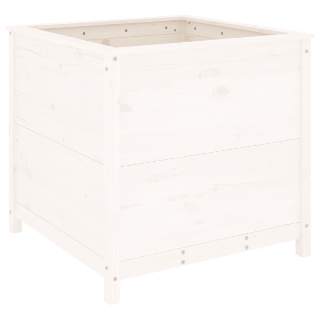 Plantenbak 82,5X82,5X78 Cm Massief Grenenhout Wit