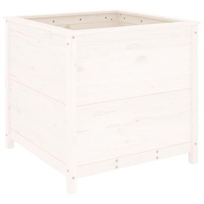 Plantenbak 82,5X82,5X78 Cm Massief Grenenhout Wit