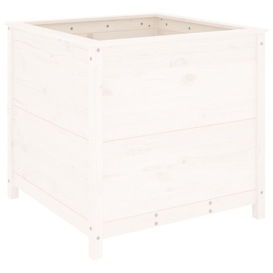 Plantenbak 82,5X82,5X78 Cm Massief Grenenhout Wit