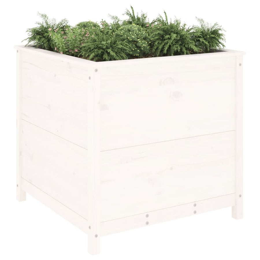 Plantenbak 82,5X82,5X78 Cm Massief Grenenhout Wit