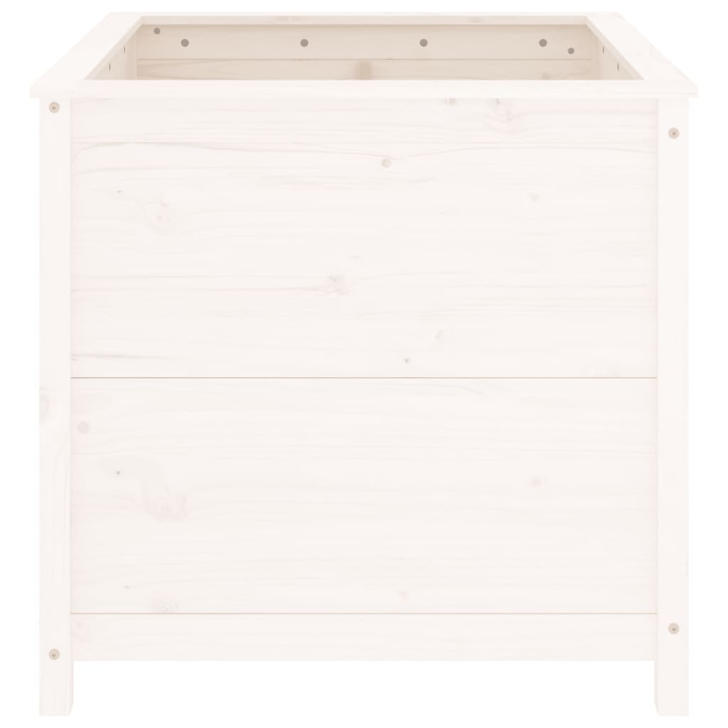 Plantenbak 82,5X82,5X78 Cm Massief Grenenhout Wit