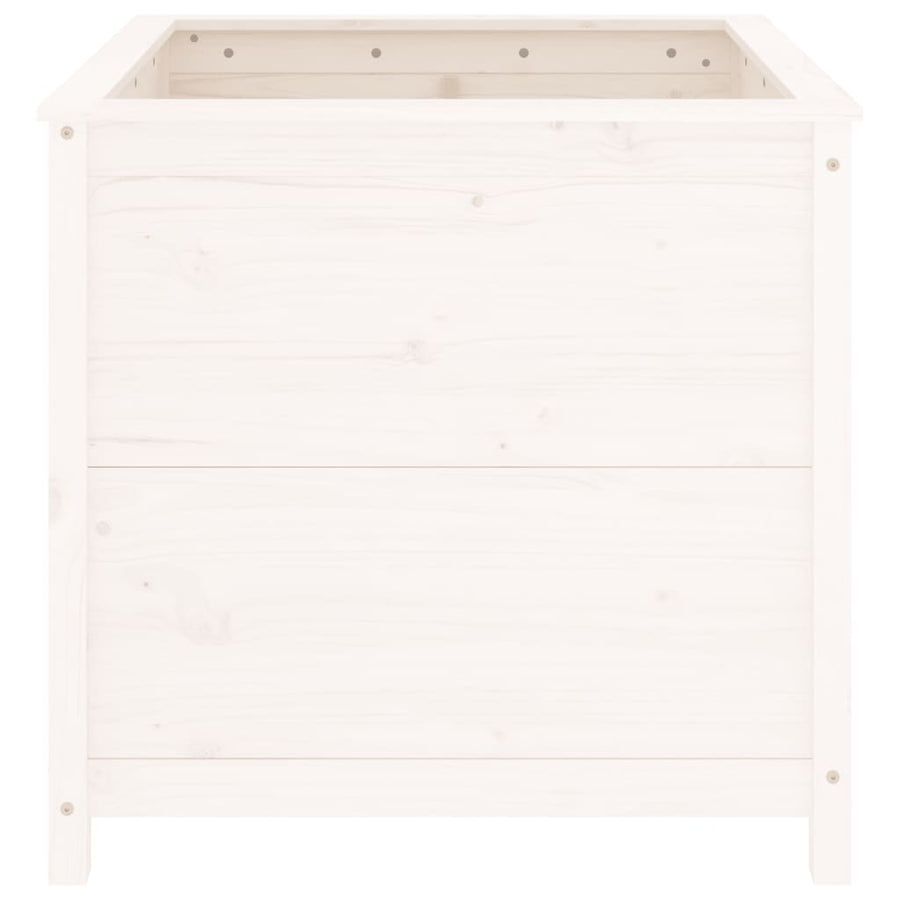 Plantenbak 82,5X82,5X78 Cm Massief Grenenhout Wit