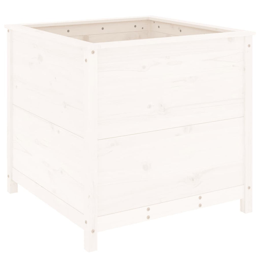 Plantenbak 82,5X82,5X78 Cm Massief Grenenhout Wit