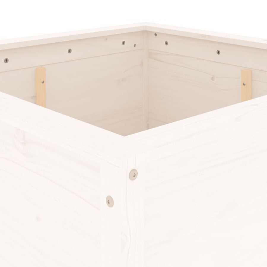 Plantenbak 82,5X82,5X78 Cm Massief Grenenhout Wit