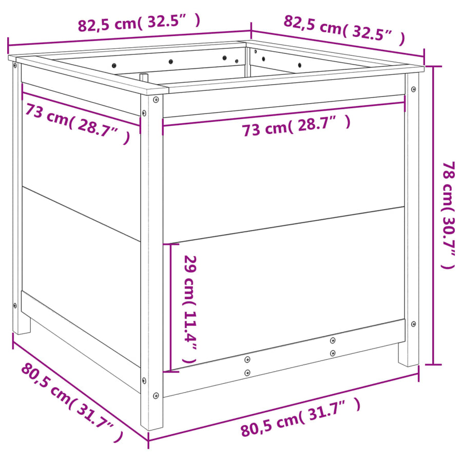 Plantenbak 82,5X82,5X78 Cm Massief Grenenhout Wit