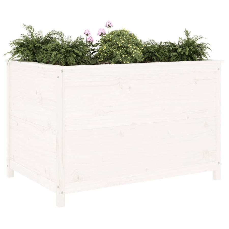 Plantenbak Verhoogd 119,5X82,5X78 Cm Massief Grenenhout Wit