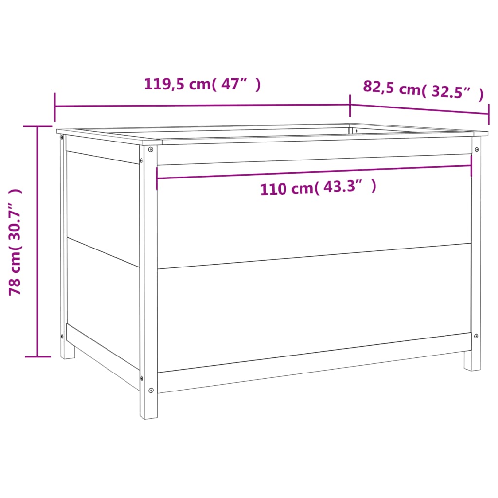 Plantenbak Verhoogd 119,5X82,5X78 Cm Massief Grenenhout Wit