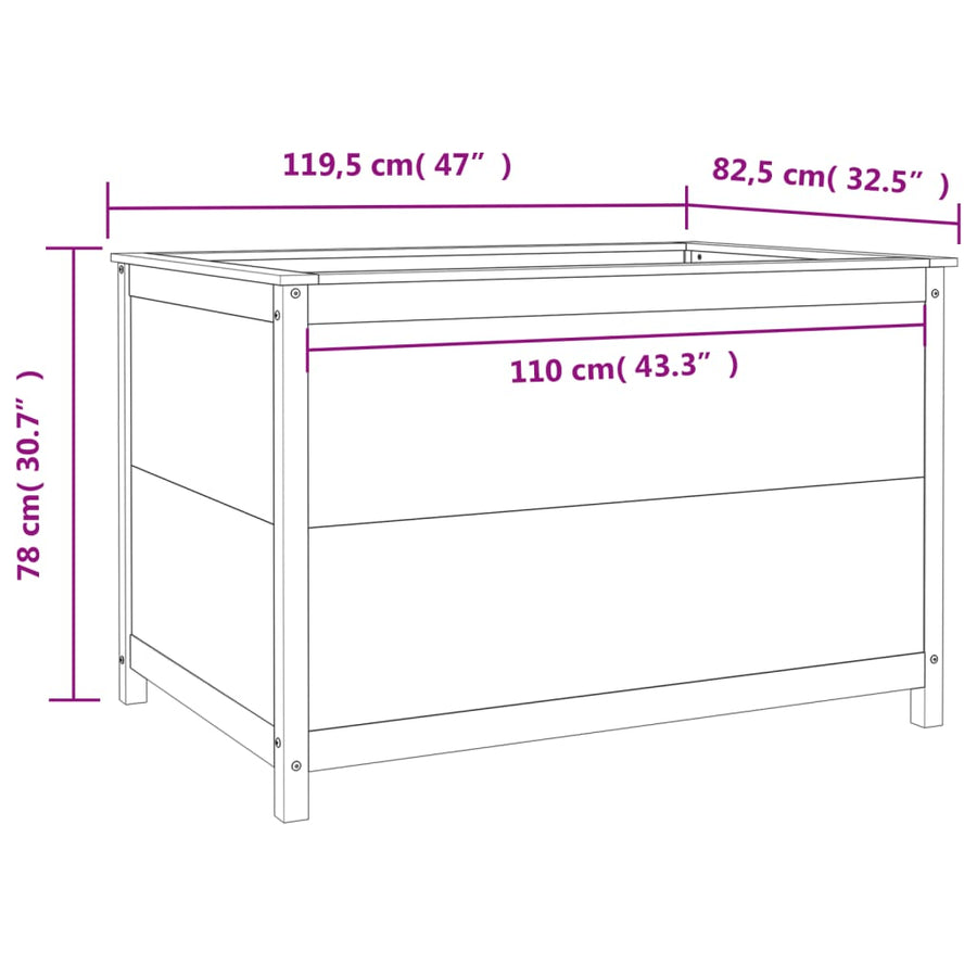 Plantenbak Verhoogd 119,5X82,5X78 Cm Massief Grenenhout Wit