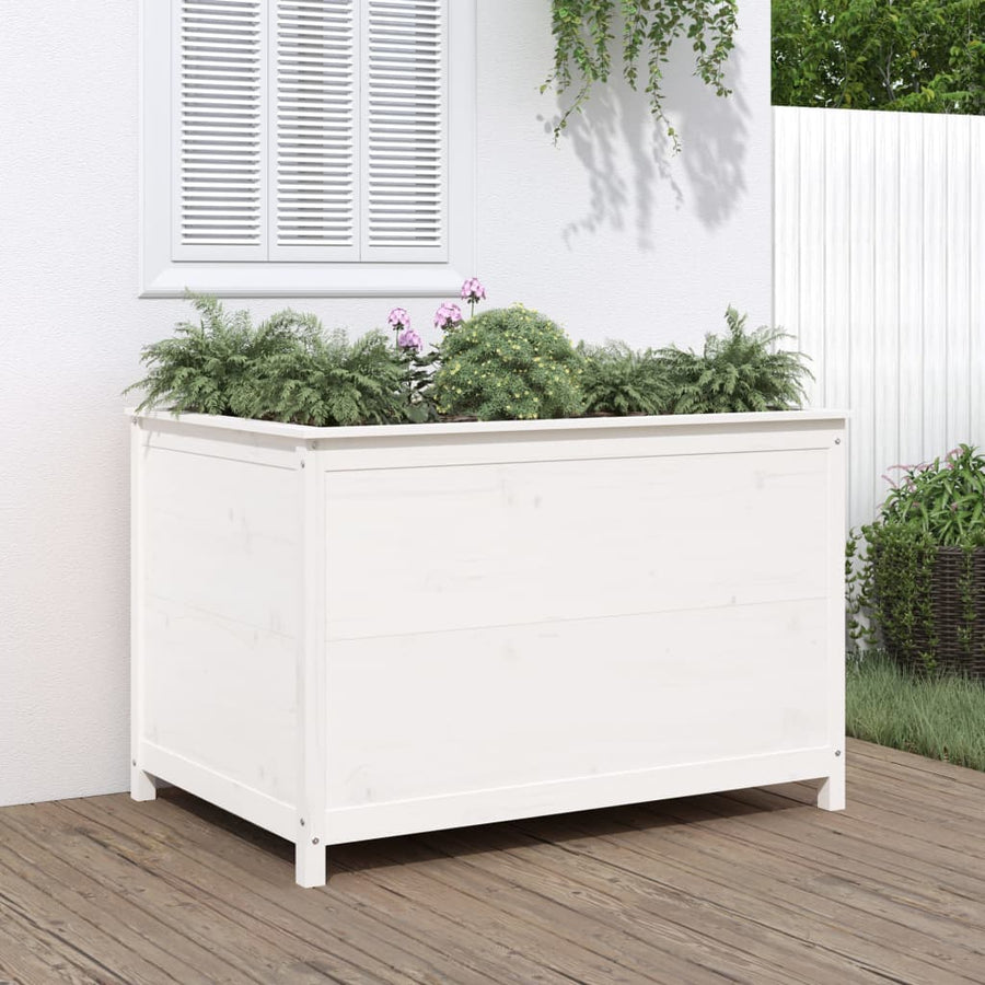 Plantenbak Verhoogd 119,5X82,5X78 Cm Massief Grenenhout Wit