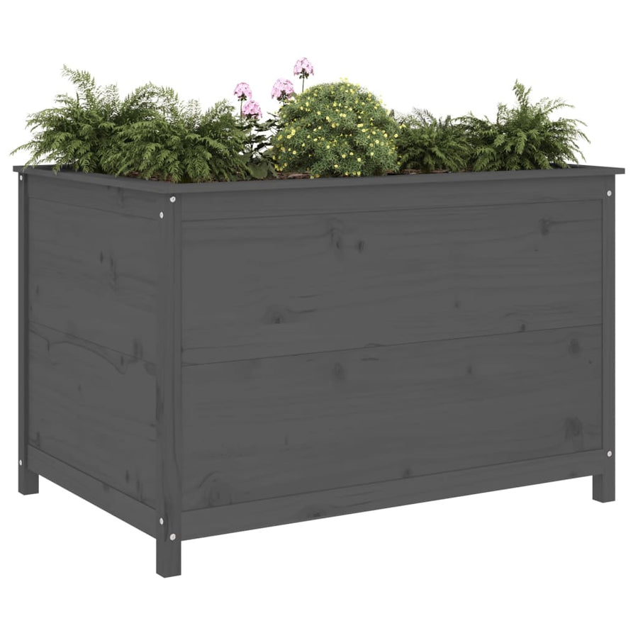 Plantenbak Verhoogd 119,5X82,5X78 Cm Massief Grenenhout Grijs