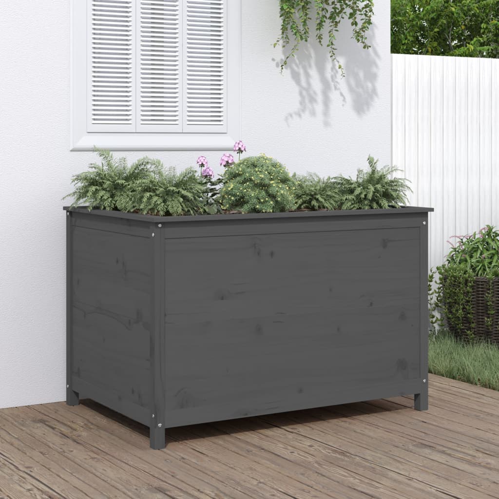 Plantenbak Verhoogd 119,5X82,5X78 Cm Massief Grenenhout Grijs